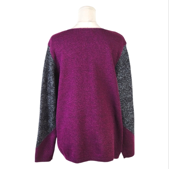 Karen Scott Colorblock Geometric Sweater Size M Purple, Gray, Black Long Sleeve - Picture 4 of 6